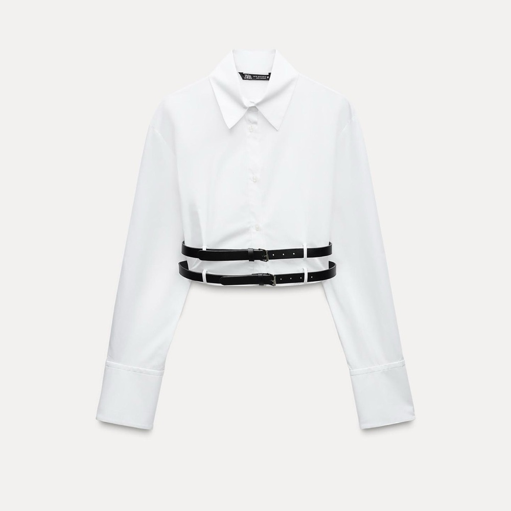 NWT ZARA POPLIN SHIRT WITH DOUBLE BELT
